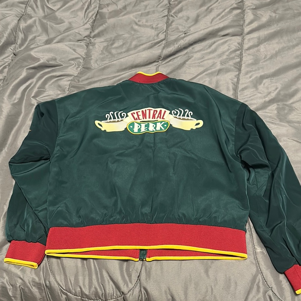 Green Bomber Jacket with Red and Yellow Accents - Picture 4 of 4